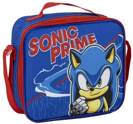 Portameriendas Térmico de Sonic - Color Azul - 21,5x8,5x19 cm - Fabricado en Poliéster - Mochila Pequeña con Cierre de Cremallera y Asa Regulable - Producto Original Diseñado en España