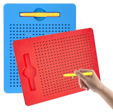 hocadon 2Stk Magnetische Zeichentafel Reise Magnet Zaubertafel für Kinder Pädagogisches Zeichentablett Magnettafel Klein für Autofahrt Kinder Beschäftigung(21,5x17,5cm,Rot Blau)