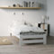 Holzbett 100x200 cm mit Lattenrost Modern Bett Bed Kiefer Massiv Bettgestell Einzelbett Massivholzbett Klassisch | Komfortabel & Langlebig | Skandinavisch Boho Landhaus Kopfteil flach weiß