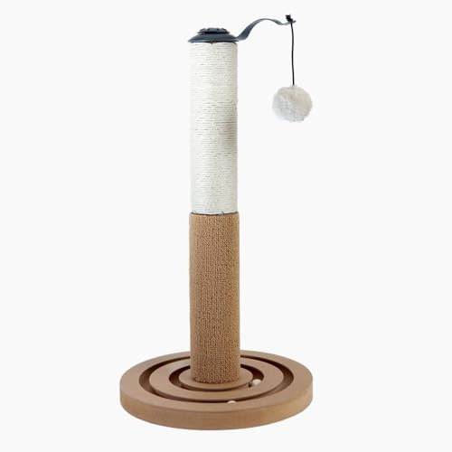 Aqpet Tiragraffi Interattivo in Sisal con Palline alto 55 cm per il massimo divertimento del tuo gatto, Colore Beige