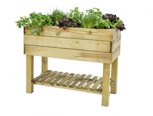 HOBBYTECH Carré Potager de Jardin sur Pied surélevé en Bois, Bac à semis Jardiniere Bois avec Rangement pour Les Outils, pour Amenagement Serre de Jardin - 81x61x45,5