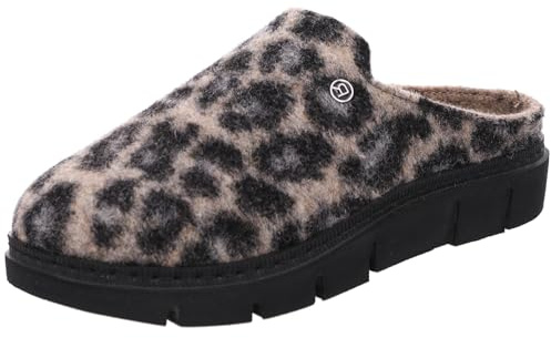 Rohde Damen Pantoffel Filz Hausschuh Leoparden Muster Plateausohle Firenze 6101