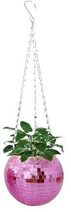 HUIJIQX Pot de fleurs en forme de boule disco 3 couleurs à suspendre au mur pour balcon, décoration d'intérieur (rose, 15 cm)