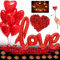 LUKIUP Herz Luftballons Valentinstag Deko, Heiratsantrag Deko Set, 50 x rot teelichter, 1000 Pétales de Rose Rouges, Valentine'S Day Love Folienballon Herz Geburtstagsdeko Frauen(Rot)