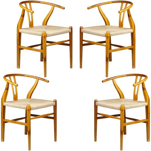 Casa Moro Esszimmerstühle Esstisch Esszimmerstuhl Essstühle Stühle mit Armlehne Teak-Holz 4er-Set Walnuss