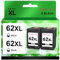JINKCOLOR 62XL Druckerpatronen Wiederaufbereitet für HP 62 Druckerpatronen für HP Envy 7640 5540 5640 5544 5545 5646 5548, für HP OfficeJet 200 250 5740 5742(62 XL 2 Schwarz)
