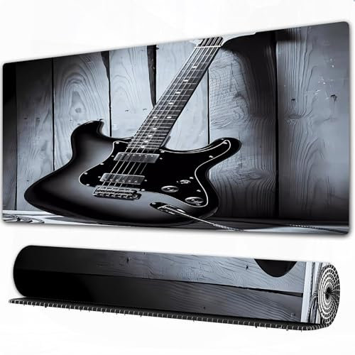 FEHWI Grand Tapis de Souris de Jeu avec Bords surpiqués et Dos antidérapant,sous-Main pour Clavier et Souris,Guitare électrique avec amplificateur sur scène de Club de Blues,90×40 cm