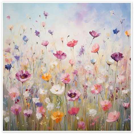 Fröhliche Wiese Poster von Gina Kelly 100 x 100 cm Bunt Wandbilder Wanddeko