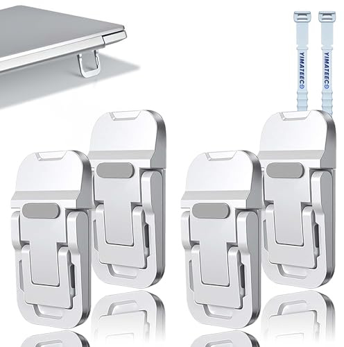 YIMATEECO Mini Laptop Ständer Faltbarer Laptop Stand, Zinklegierung Unsichtbar Tastatur Erhöhung Höhenverstellbar Keyboard Ständer m. Rutschfester Silikon für MacBook,Tablets, Notebook (Silber, 4Stü)