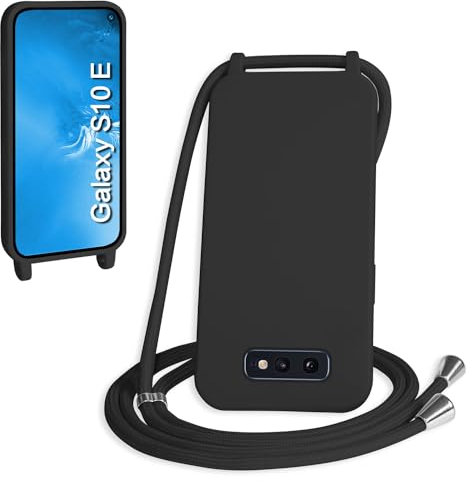WenBaby Handykette für Samsung Galaxy S10E Hülle mit Band,Handyhülle mit Schnur zum Umhängen Silikon Seil Necklace Schutzhülle mit Kordel Tasche Case TPU Bumper für Galaxy S10E- Schwarz