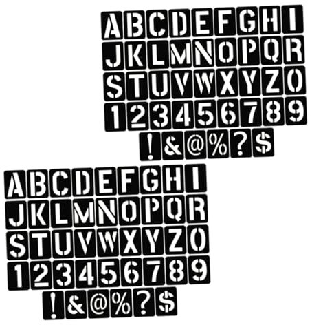 Uonlytech 2sätze Wiederverwendbare Buchstabenschablonen mit Zahlen und Symbolen zum Malen für Bastelarbeiten und DIY-projekte Wänden Möbeln und Mehr