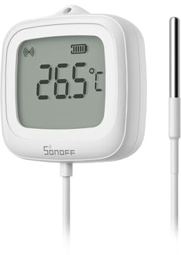 SONOFF SNZB-02LD Zigbee Waterproof Temperature Sensor with 1.5M Stainless Steel Probe, LCD Display, -40~115°C Range, APP Monitoring, Magnetic Mount, Works with Zigbee Hub