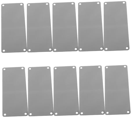 10 Edelstahl Metallgravurrohlinge, Rechteckig, Schwarz, Unbeschriftet | Vier Löcher, für Selbstgemacht Namensschilder und Gravuren, Vielseitig für Bastelprojekte, 10 Stück