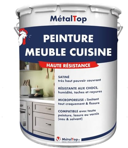 Metaltop - Peinture Meuble Cuisine - Blanc perle - RAL 1013-1 L - Résistance optimale à la chaleur, aux taches de graisse et à l'humidité.