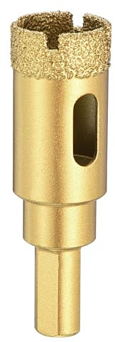 PATIKIL 25/32 Diamond Hole Saw 20mm 3-Flat Shank Gold Tone | Diamond Tip Hole Cutter for Hand Drilling Ceramic Porcelain Marble Tiles Stone Brick Hard Material
