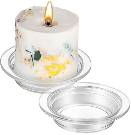 Yardwe 2pcs Transparent Glass Wax Melt Dishes 11.50X11.50X2.80cm | for Wax Melter or Warmer, Essential Oil and Aromatherapy Use, Easy to Clean
