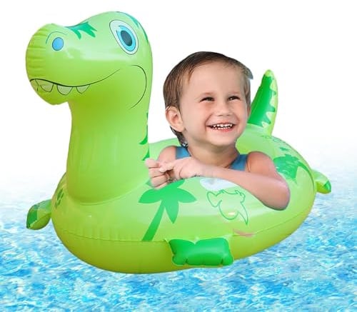 Salvagente gonfiabile a forma di dinosauro, in PVC spesso, con facile funzione di gonfiaggio e sgonfiaggio, per bambini, per nuotare, vasca da bagno, gioco d'acqua