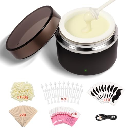Nose Wax Kit, Nose Ear Hair Waxing Kit for Men and Women with 100g Wax, 40 Sticks, Nose Ear Hair Removal Kit, USB Fast Heat, Smart Temperature Control, Compact Travel Size Home Waxing Kit