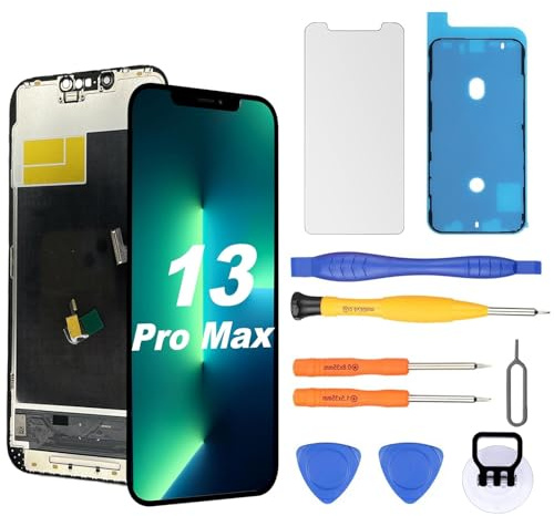 NB+ OLED Display für iPhone 13 Pro Max Displayreparatur [Soft OLED, Nicht Hard OLED], 3D-Touch Display Full HD Digitizer Baugruppe mit Reparatur-Werkzeugsatz, wasserdichter Kleber, Displayschutzfolie