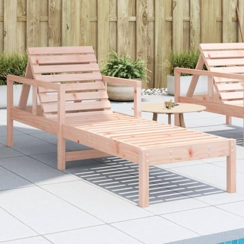 ZQQLVOO Lettino da sole in legno massello Douglasie, 199,5 x 62 x 55 cm, con schienale regolabile, per giardino, terrazza, piscina, robusto lettino da esterno in legno resistente, comodo lettino relax