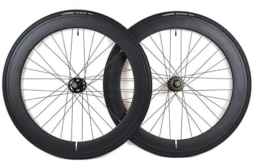 Santafixie Laufradsatz 700C 60 mm Hochprofil – Singlespeed & Fixie, inkl. 700x25C Reifen, Schläuche & 16T Ritzel (Schwarz)