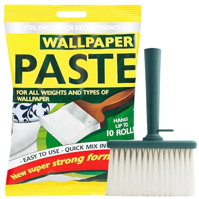 Wallpaper Paste Brush, 10 Roll, 12 Pints, 200g, Easy Application | Wall Repair Paste, Ready Mix Wallpaper Adhesive, All Types Wall Paper, Decorating Tools Set, Home & DIY Projects
