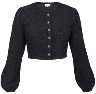 Edelnice Trachtenmode Damen Trachten Strickjacke Isa in Creme oder Schwarz