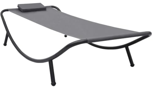 Faucqir Gartenbett Grau 200×90 cm Stahl mit wetterfestem Oxfordgewebe, inklusive 2 gepolsterter Auflagen, Outdoor Daybed für Terrasse Balkon Pool Strand, Relaxliege für Garten und Camping