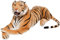 BRUBAKER Brüllender Tiger - Kuscheltier mit Zähnen Braun 130 cm - liegend lebensecht Stofftier Plüschtier - König des Dschungels
