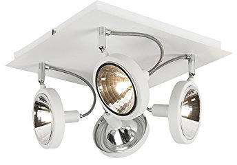QAZQA - Design Spot I Spotlight I Deckenspot I Deckenstrahler I Strahler I Lampe I Leuchte weiß 4-flammig Spotbalken-flammig einstellbar - Nox I Wohnzimmer I Schlafzimmer - Stahl Quadratisch - LED gee
