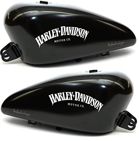 2 Adesivi Stickers Worldcustom compatibili con Harley Davidson MOTOR CO. da serbatoio Moto Custom (BIANCO)