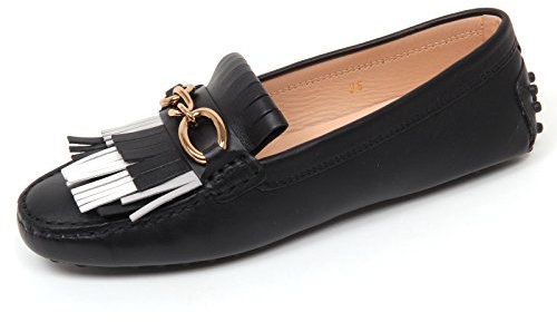 Tod's D0502 Mocassino Donna Heaven Scarpa frangia Nero Loafer Shoe Woman [37]