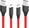 Haloking Câble micro USB en nylon tressé, 1,8 m environ, chargement et synchronisation rapides, compatibles avec divers appareils, rouge, lot de 2