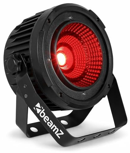 BeamZ COB50, kompakter PAR Lampe COB LED Strahler, 50 Watt RGBW Bühnenlicht, Lichteffekt, DMX, Auto Modi, Doppelbügel, Soundsteuerung, Effektstrahler - Schwarz