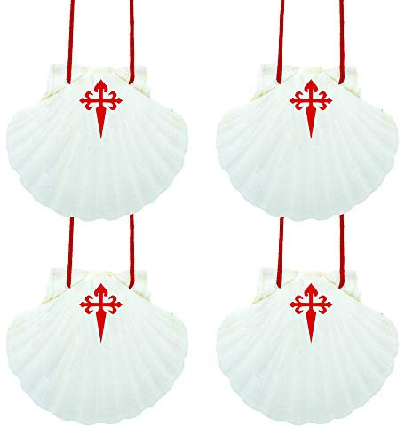 Finoly Pack de 4 Unités Coquille Saint Jacques de Compostelle | Pèlerin de Saint-Jacques | Route Pèlerinage Saint Jacques de Compostelle | Chemin de Saint-Jacques | Saint Jacques de Compostelle