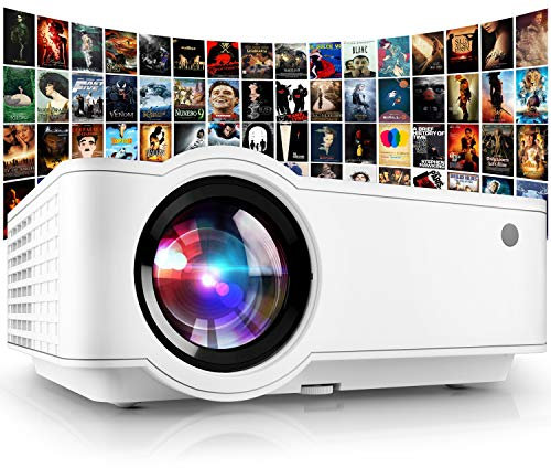 PONER SAUND Projecteur, mini projecteur 1080p amélioré 2024, compatible avec projecteur vidéo home cinéma, compatible avec USB, VGA, AV, SD, HDMI, smartphone, PC, ordinateur portable, PS3, PS4