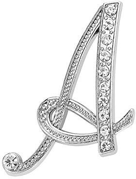 Tonsee Brosche 1PC Kristall 26 Englische Buchstaben Silber Brosche Paar Denkmal Schmuck Liebe Geschenke Schmuck Glitzersteine, Strasssteine, Brosche mit Initialen (A)