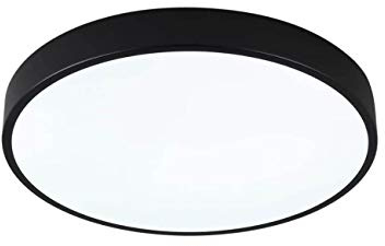 Moderne LED Deckenleuchte Wohnzimmerleuchte Deckenlampe mit Schwarzen Rahmen 12 Watt Rund Ø 23 cm 6500K Kaltweiß