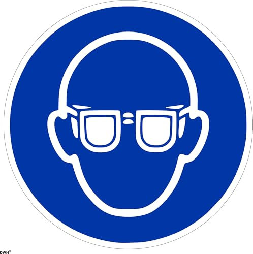 Aufkleber Augenschutz benutzen selbstklebende Folie, Gebotszeichen M004, gemäß DIN EN ISO 7010/M004, wetterfest, Größe Ø:200 mm - 1 Stück