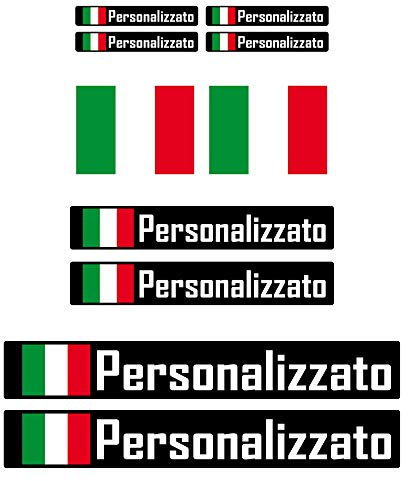GamesMonkey® - Adesivi Personalizzati Moto Bici con Bandiera - 10 Pezzi - Vinile lucido HD Made in Italy