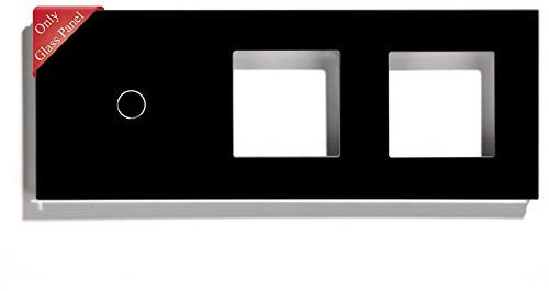 BSEED Marco panel de marco de vidrio para interruptor de luz y enchufe panel de vidrio de cristal panel de vidrio para interruptor de luz de pared y enchufe 1 Gang Negro 228 mm
