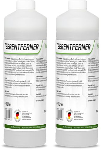 Flotex® Profi Teerentferner Auto - 2x1L I Teer Entferner für Auto, Wohnmobil, Werkzeuge & Mehr - Löst effektiv Rückstände von Teer, Bitumen, Öl & Fett I Bitumen Entferner, Baumharzentferner