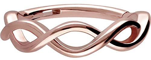 PIERCINGLINE Segmentring Clicker Chirurgenstahl DOPPELT GEDREHT Piercing Ohr Helix Nase Septum Roségoldfarben 8 mm