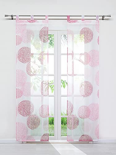 Joyswahl Voile Schiebegardine mit Nest Druck »Tim« transparente Fertiggardine mit Schlaufen, inkl. Beschwerungsstange, Pink, BxH 57x225cm (2 Stück)