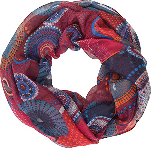 fashionchimp Damen-Loop mit Kreis-Muster, Psychedelic-Print, Schlauchschal, Sommer-Schal für Damen (15)