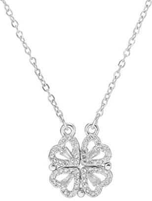 Vierblättriges Kleeblatt Halskette Herzförmige Schlüsselbeinkette Öffnender Halsreif Schmuck