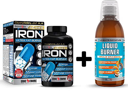 PACK Objectif Minceur BRULE GRAISSE IRON ULTRA FAT BURNER E.A.A + LIQUID BURNER Pina Colada 3 en 1 - Minceur Femme et Homme - Eric Favre