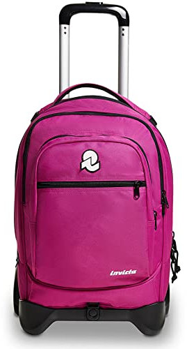 Invicta Trolley Scuola Sganciabile Plug, Rosa, 3 in 1, Triplo Uso, Zaino con Carrello Sganciabile, con Tasca con Organizer, Zaini e Trolley, Scuola, Unisex