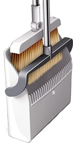 sararui Scopa e Paletta Polvere di Scopa e Dustpan Set Dustpan in Verticale con anomalino Estensibile Pennello for la Pulizia della casa Antivento Pieghevole Pieghevole Set Scopa e Paletta