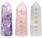 KYEYGWO Mondphasen Kristall Zauberstab Set, 3 Stück Positive Energie Stein Quarz Punkte Mondfinsternis Sechseckiger Prisma Stäbe Edelsteine Ornament Mond Deko, Weiß/Violett/Rosa
